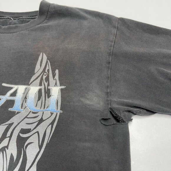 Vintage Palau Shark T Shirt Mens Medium 20x27.5 Faded Black Y2K Surf - Picture 8 of 14